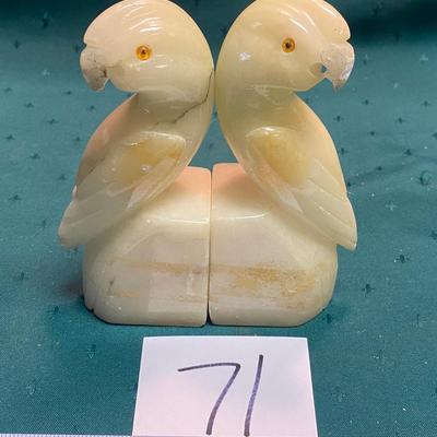Vintage Alabaster Parrot Bookends