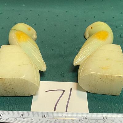 Vintage Alabaster Parrot Bookends
