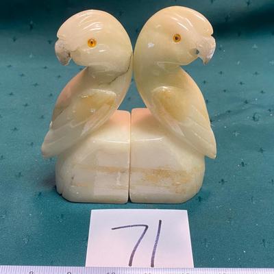 Vintage Alabaster Parrot Bookends