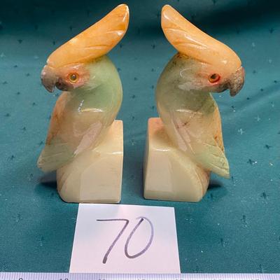 Vintage Alabaster Cockatiel Bookends