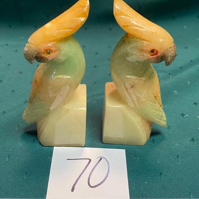 Vintage Alabaster Cockatiel Bookends