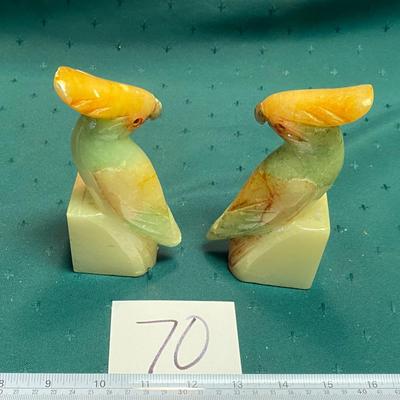Vintage Alabaster Cockatiel Bookends