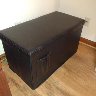 Storage Ottoman- Faux Leather Covering