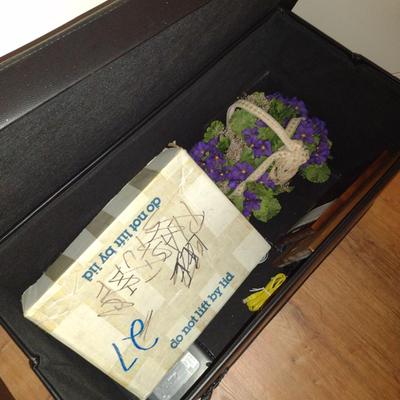 Storage Ottoman- Faux Leather Covering