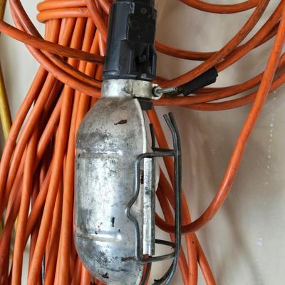 Orange Extension Cord with Hanging Light