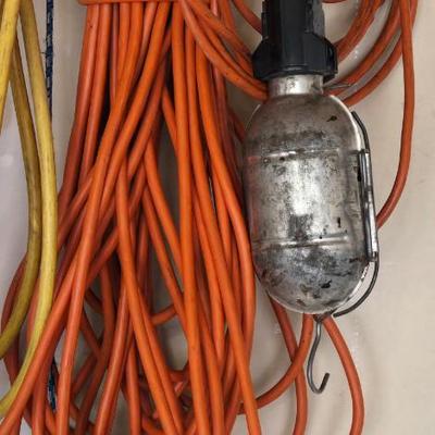 Orange Extension Cord with Hanging Light