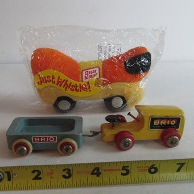 Weiner Mobile Plush Bean Bag and Spanish Brio Wood Car