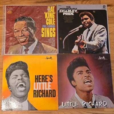 Little Richard, Charlie Pride, and Nat King Cole Albums