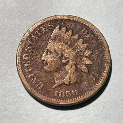 1859 CIRCULATED CONDITION INDIAN HEAD CENT AS PICTURED. (COIN #3).