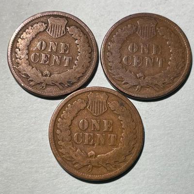 1879, 1880, & 1881 CIRCULATED CONDITION INDIAN HEAD CENTS AS PICTURED. (COIN #9).
