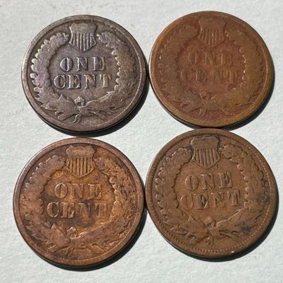 1883, 1884, 1885, & 1886 CIRCULATED CONDITION INDIAN HEAD CENTS AS PICTURED. (COIN #10).