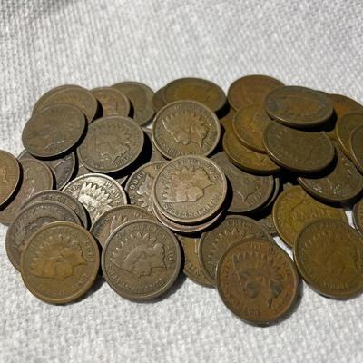 ROLL OF 50 NICE CIRCULATED GOOD/VG CONDITIONS INDIAN HEAD CENTS AS PICTURED. (BAG #2).