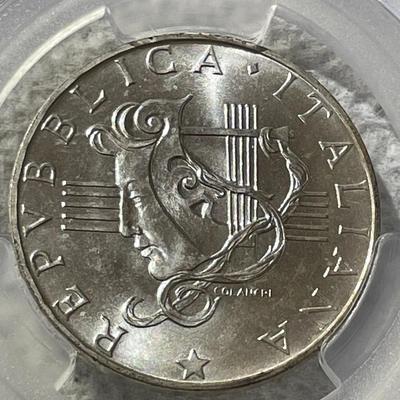 PCGS CERTIFIED ITALY 1985-R MS67 YEAR OF MUSIC 500 LIRE SILVER COMMEMORATIVE COIN.