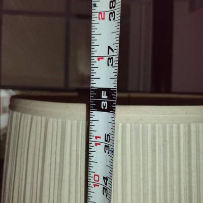 Vintage MCM Table Top 3-Way Lamp- Oak, Brass, and Etched Amber Glass (Choice B)