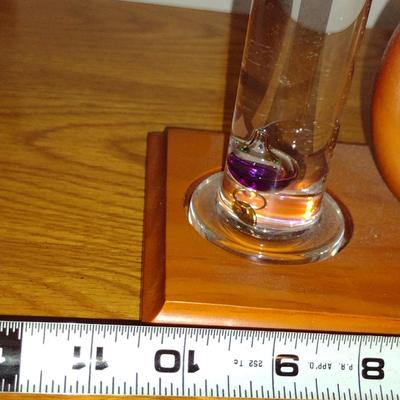 Table Top Galileo Thermometer, Hygrometer and Glass Fluid Barometer
