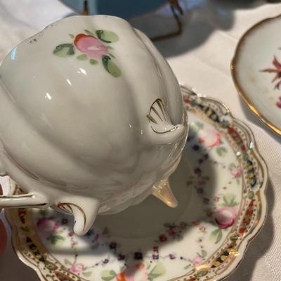 Assorted Bone China Teacups and Saucers