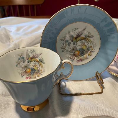 Assorted Bone China Teacups and Saucers