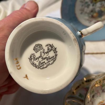 Assorted Bone China Teacups and Saucers