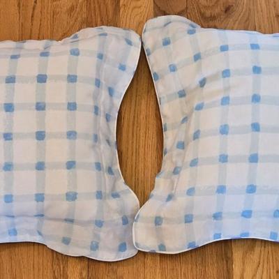 (2) White and Light Blue Decorative Pillows