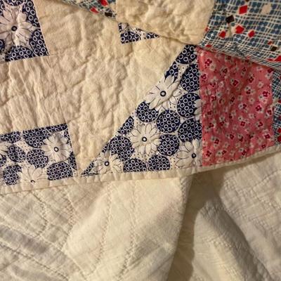 Pink and Blue Floral Quilt Full Size