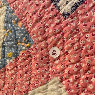 Pink and Blue Floral Quilt Full Size