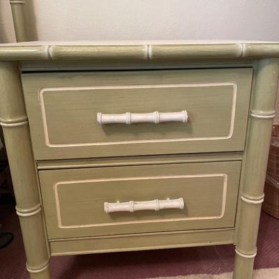 Vintage light green bamboo themed night stand
