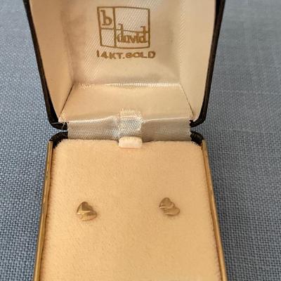 Vintage B. David 14k gold heart earrings