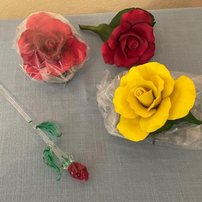 Fabar Porcelain & glass roses with Rose photo albums