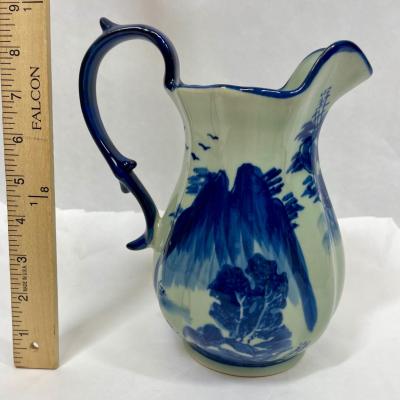Blue Willow Hand-painted Ceramic Pitcher 9