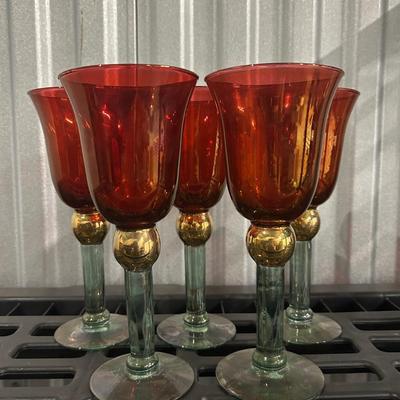 Set of 5 Red Glasses