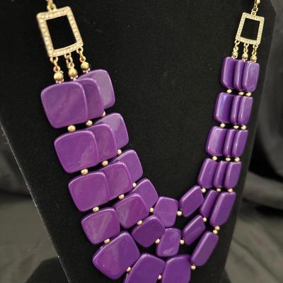 Vintage, beautiful plum colored multi layered Fashion necklace