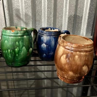 Three Panted Pottery Cups