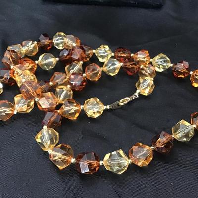 Faux amber faceted beads necklace