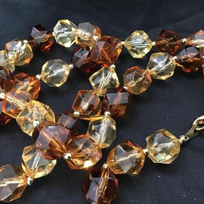 Faux amber faceted beads necklace