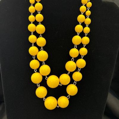 Yellow bubble double strand necklace
