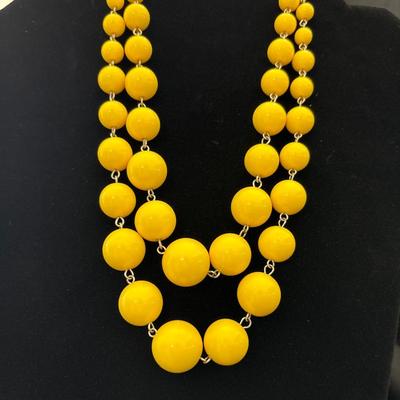 Yellow bubble double strand necklace