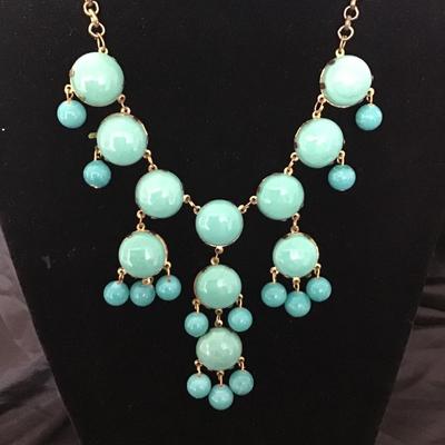 ZAD Vintage Statement Bib Necklace Turquoise Blue Stone TypeGold Tone Fashion Jewelry