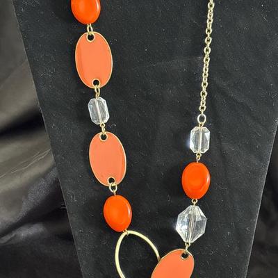 Shadow dancer orange fashion statement necklace