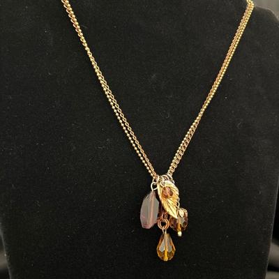 Colton gemstone cascade necklace with leaf