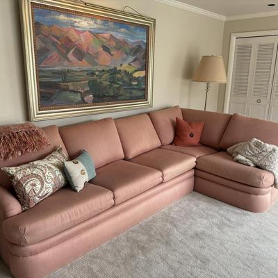 Gorgeous Pink Sectional Couch! Made by Ritzman Custom Upholstery 81x38x33 and 68x38x33