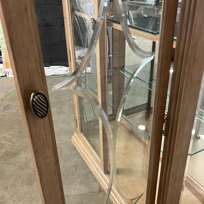 Beautiful Wood/Glass Cabinet with etched glass doors- 40.5x16x82 - Bernhardt Furniture Company