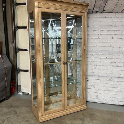 Beautiful Wood/Glass Cabinet with etched glass doors- 40.5x16x82 - Bernhardt Furniture Company