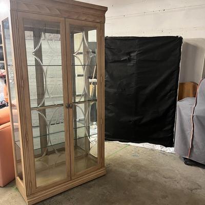 Beautiful Wood/Glass Cabinet with etched glass doors- 40.5x16x82 - Bernhardt Furniture Company