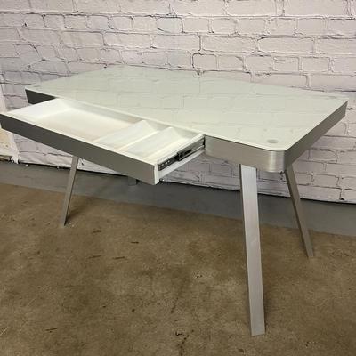 Modern White and Silver Desk - 48x24x29