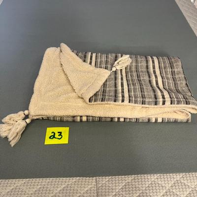 Striped Plush Throw Blanket 46x53
