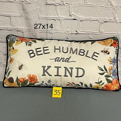 Cute Bee Humble and Kind Throw Pillow - 27x14