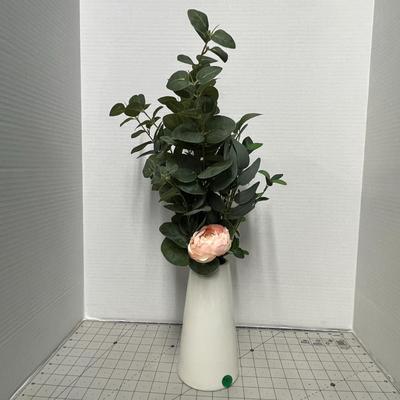Vase with Faux Greenery and Flower