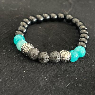 Blue Urban beaded stretchy bracelet