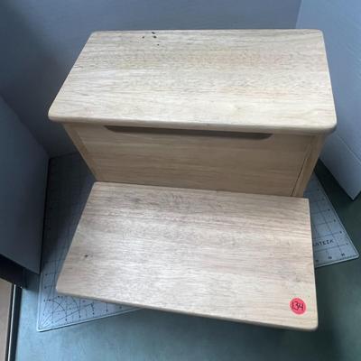 Wooden Step Stool with Storage Compartment - 13.75 x 14.125 x 13