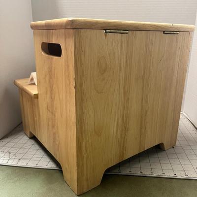 Wooden Step Stool with Storage Compartment - 13.75 x 14.125 x 13